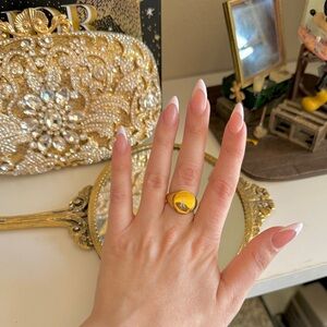 Personalized ‘K’ Faux Gold Plated Stainless Steel Ring SZ 5.5